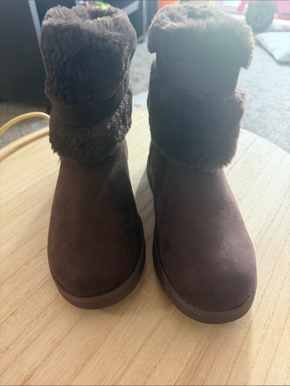 Juicy Couture Brown Faux Fur Cuff Slip-On Boots